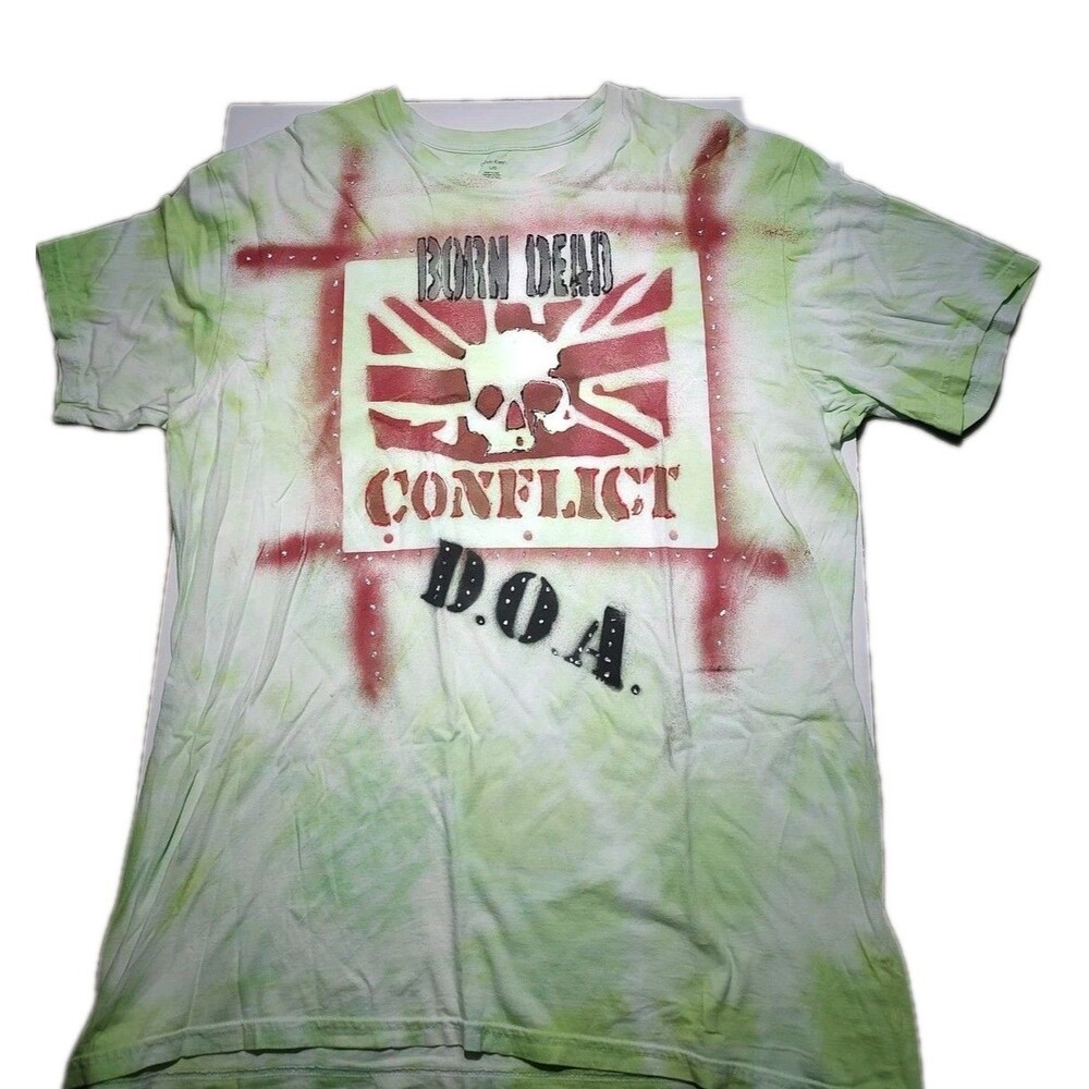 Born Dead DOA Conflict Calvin Klein Tshirt Lime Wht Short Sleeve Tee Punkcore Lg